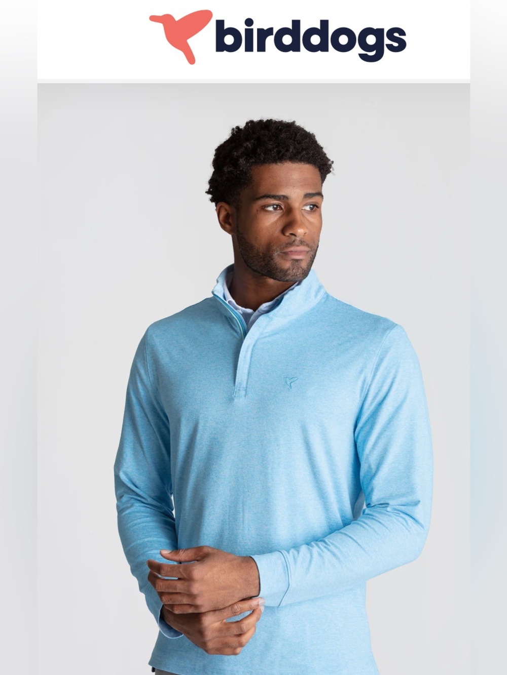 Birddogs The Roadie Light Blue Men's Quarter-Zip Polo EUC Size L
